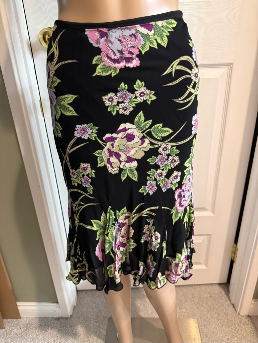Vintage Y2K Lily Womens Dark Floral Midi Skirt S Fairygrunge Whimsigoth